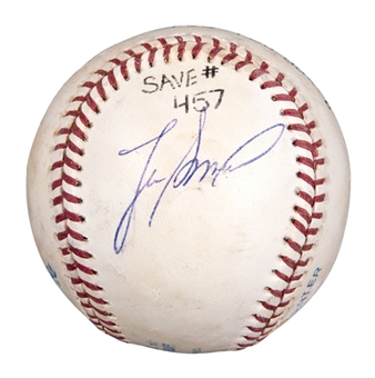 1995 Lee Smith Game Used/Signed Career Save #457 Baseball Used On 7/25/95 (Smith LOA)